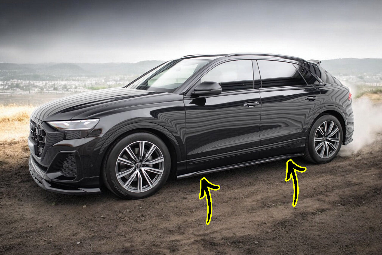 ⭐2076 UNDER SKIRTS SUITABLE FOR AUDI Q8 2019-2023 GLOSSY BLACK⭐