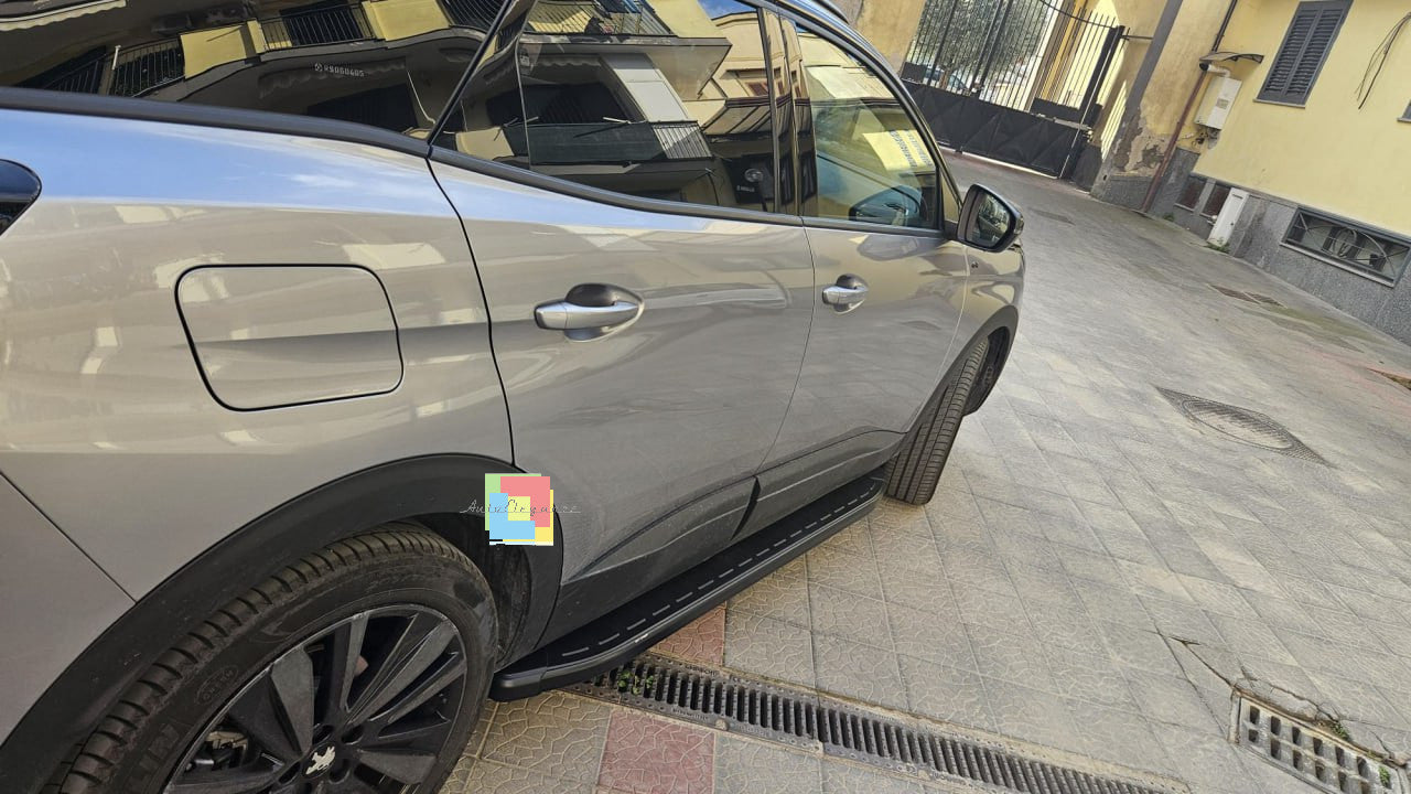 ⭐1002 PEDANE LATERALI PEUGEOT 3008 SOTTO PORTA ANTISCIVOLO NERE - NEW⭐
