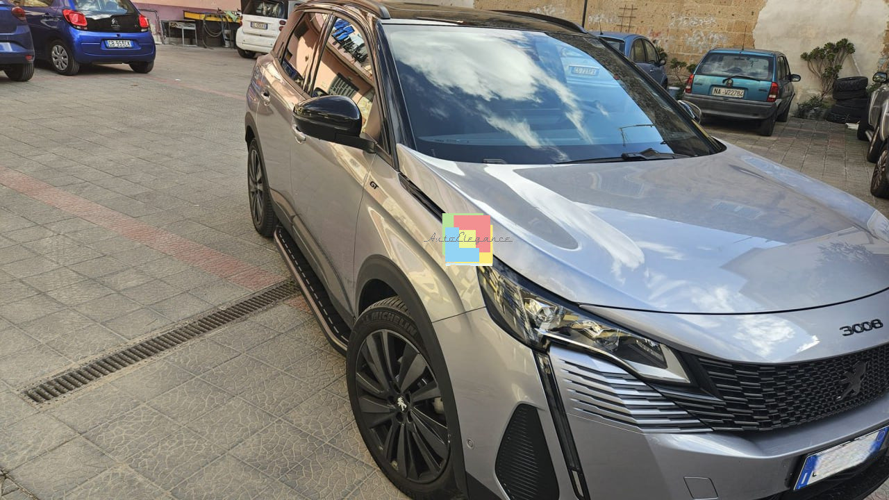 ⭐1002 PEDANE LATERALI PEUGEOT 3008 SOTTO PORTA ANTISCIVOLO NERE - NEW⭐