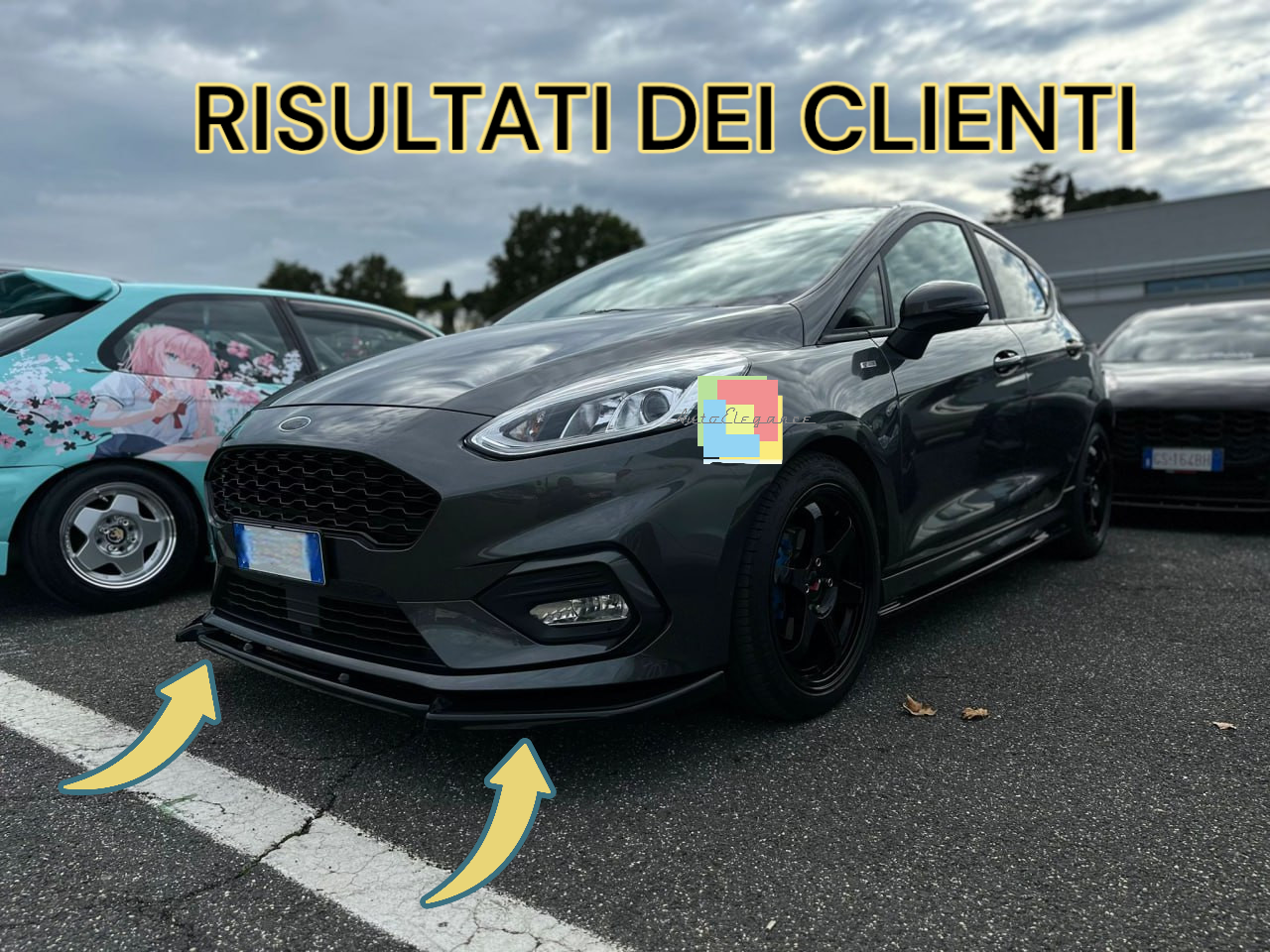 0206🔥SOTTO PARAURTI ANTERIORE FORD FIESTA MK8 ST 17+ABS NERO LUCIDO SPLITTER 🔥
