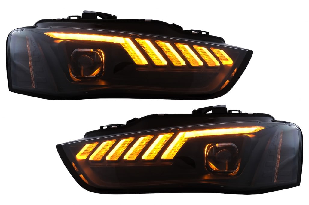 ⭐2093 FARI ANTERIORI ADATTO PER AUDI A4 B8 2012-2015 NERI FRECCIA LED DINAMICA⭐