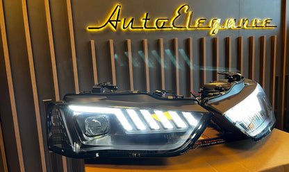 ⭐2093 FARI ANTERIORI ADATTO PER AUDI A4 B8 2012-2015 NERI FRECCIA LED DINAMICA⭐