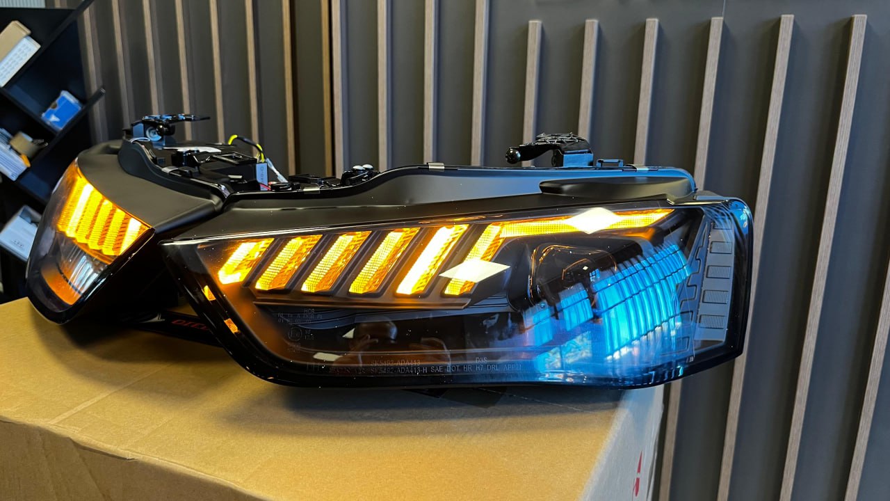 ⭐2093 FARI ANTERIORI ADATTO PER AUDI A4 B8 2012-2015 NERI FRECCIA LED DINAMICA⭐