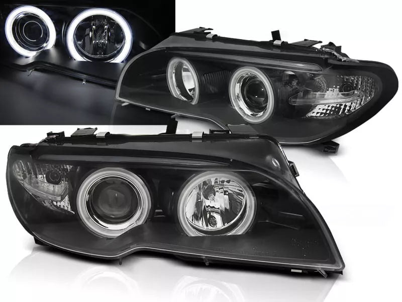FARI FANALI ANTERIORI PER BMW E46 2003 2004-2006 COUPE CABRIO CCFL XENON NERO