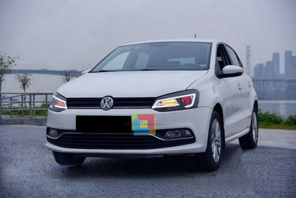 ✨2090 HEADLIGHTS SUITABLE FOR VW POLO 6R 6C 2011-2017 LED LOOK DEVIL EYE✨