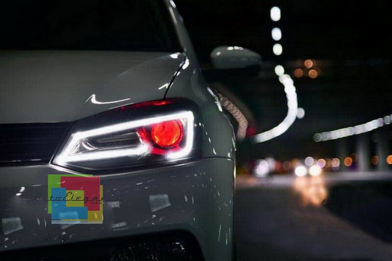 ✨2090 HEADLIGHTS SUITABLE FOR VW POLO 6R 6C 2011-2017 LED LOOK DEVIL EYE✨