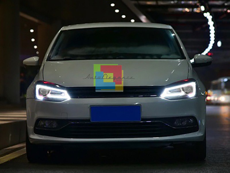 ✨2090 HEADLIGHTS SUITABLE FOR VW POLO 6R 6C 2011-2017 LED LOOK DEVIL EYE✨