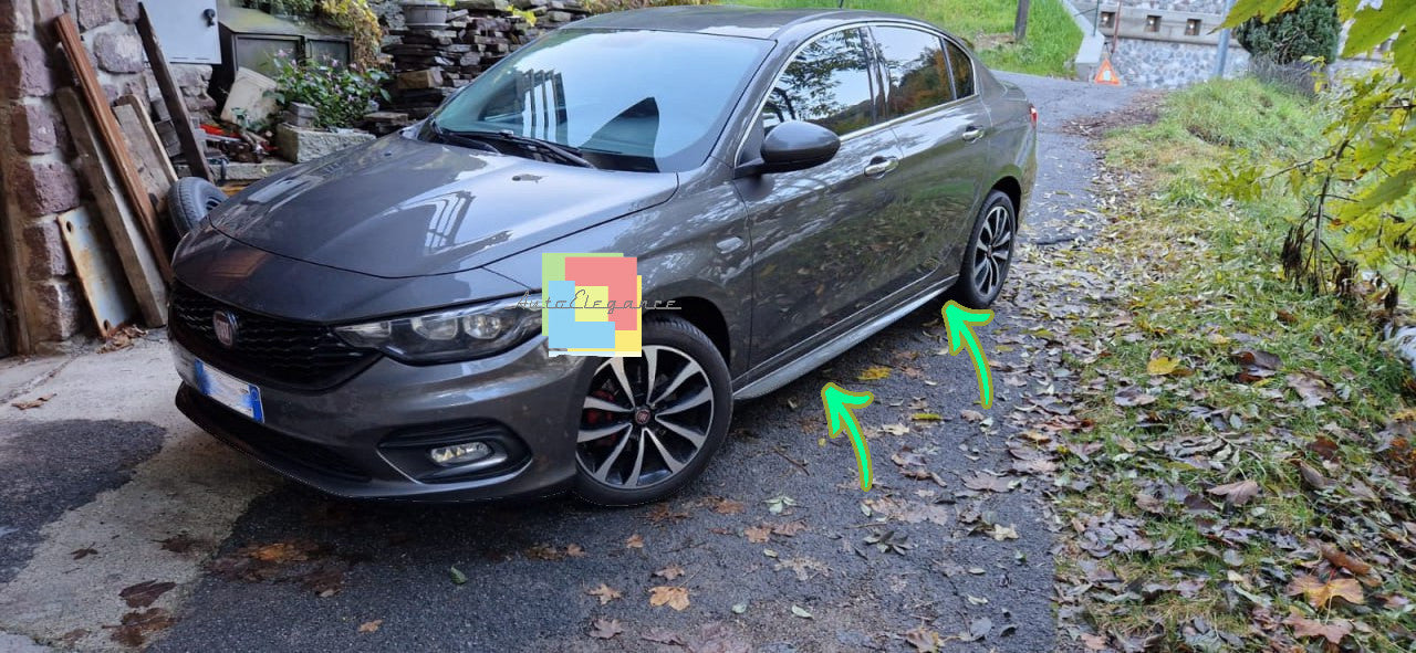 0074⭐MINIGONNE LATERALI PER FIAT TIPO BERLINA SOTTO PORTA SPORTIVE ABS/PLASTIC⭐