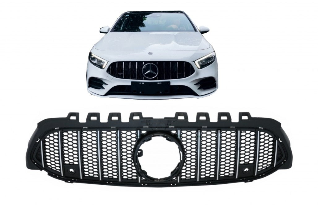 🔥2102 GRILLE SUITABLE FOR MERCEDES BENZ A CLASS W177 18-2022 CHROME WITH MESH🔥 
