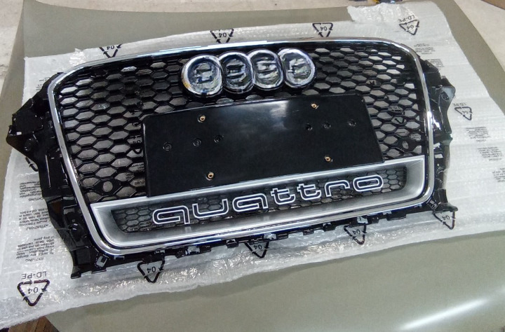 2100⭐GRILLE SUITABLE FOR AUDI A3 8V 12-16 RS3 LOOK QUATTRO SATIN CHROME EDGE⭐ 