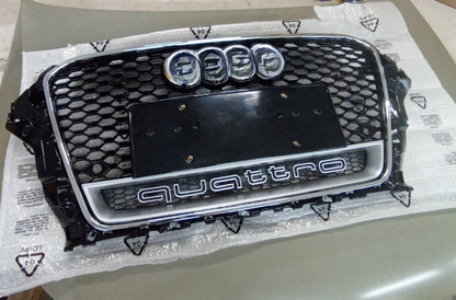 2100⭐GRILLE SUITABLE FOR AUDI A3 8V 12-16 RS3 LOOK QUATTRO SATIN CHROME EDGE⭐ 