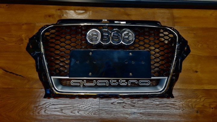2100⭐GRILLE SUITABLE FOR AUDI A3 8V 12-16 RS3 LOOK QUATTRO SATIN CHROME EDGE⭐ 