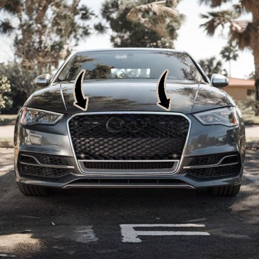 2100⭐GRILLE SUITABLE FOR AUDI A3 8V 12-16 RS3 LOOK QUATTRO SATIN CHROME EDGE⭐ 