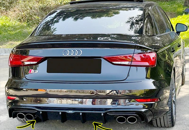 🔥Audi A3 LOOK RS3 S3 8VSLINE LIFT SEDAN SALOON 2017+ GLOSSY BLACK Diffuser 🔥 