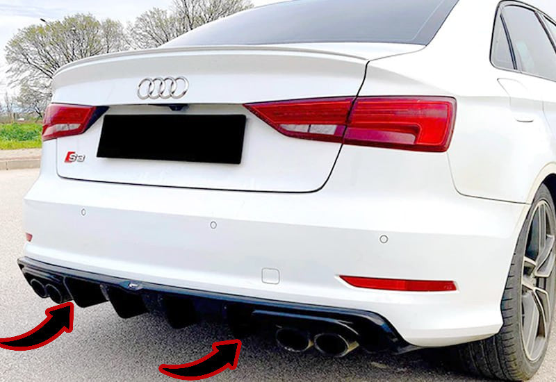 🔥Diffusore Audi A3 LOOK RS3 S3 8VSLINE LIFT SEDAN BERLINA 12-16 NERO LUCIDO  🔥