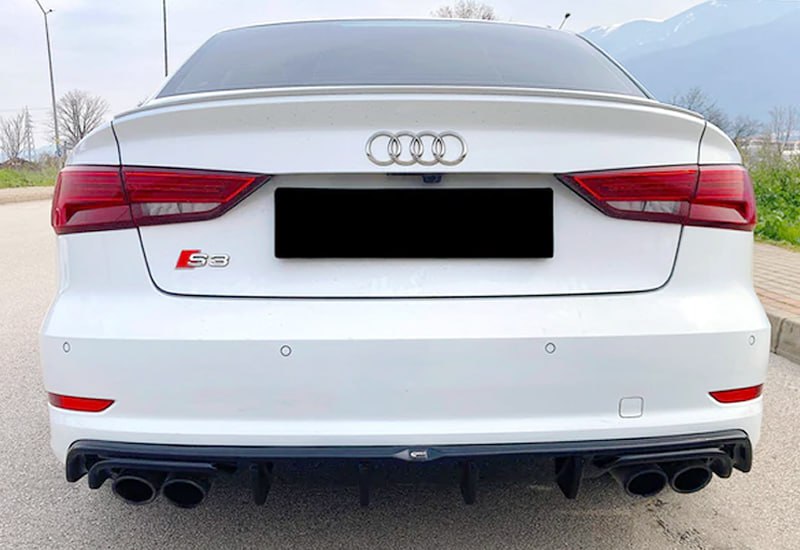 🔥Diffusore Audi A3 LOOK RS3 S3 8VSLINE LIFT SEDAN BERLINA 12-16 NERO LUCIDO  🔥