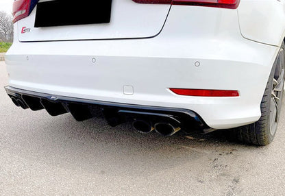🔥Diffusore Audi A3 LOOK RS3 S3 8VSLINE LIFT SEDAN BERLINA 12-16 NERO LUCIDO  🔥