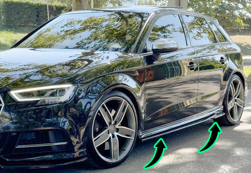 🔥Sotto minigonne nero lucido Audi A3 S3 8V SB 12-19-Skirt Skirt Extension Lip🔥