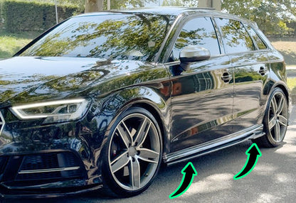 🔥Sotto minigonne nero lucido Audi A3 S3 8V SB 12-19-Skirt Skirt Extension Lip🔥