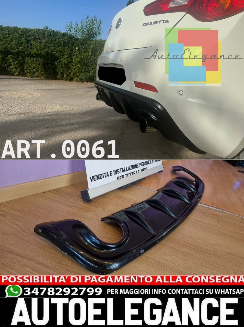 0061⭐DIFFUSORE ADATTO PER ALFA ROMEO GIULIETTA NERO LUCIDO ⭐