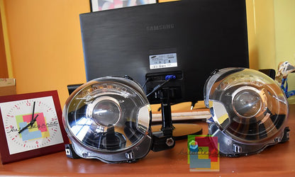 0342⭐FARI ANTERIORI PER FIAT 500 07-15 LENTICOLARI NERI TUNING⭐