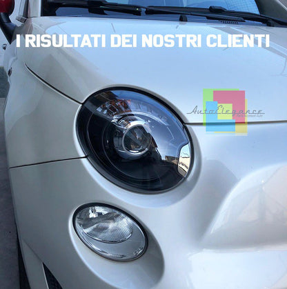0342⭐FARI ANTERIORI PER FIAT 500 07-15 LENTICOLARI NERI TUNING⭐