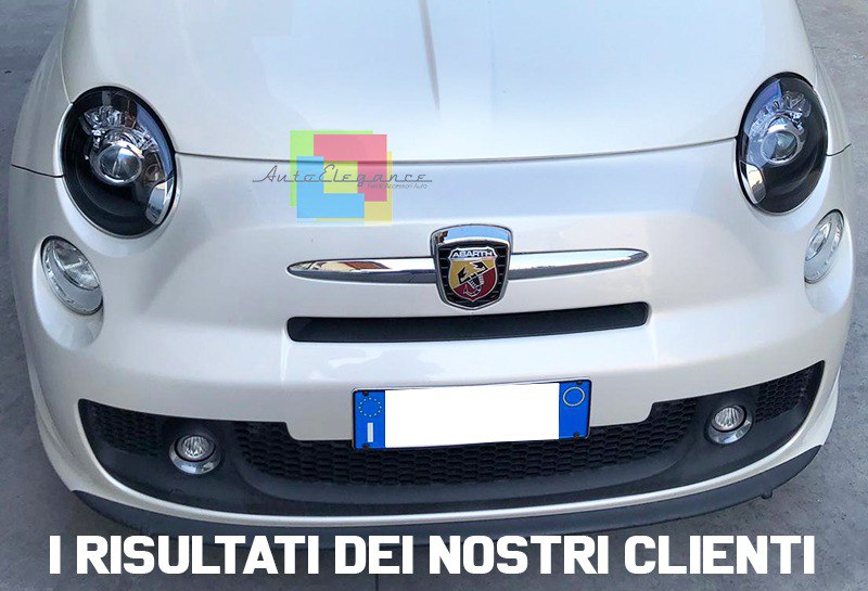 0342⭐FARI ANTERIORI PER FIAT 500 07-15 LENTICOLARI NERI TUNING⭐