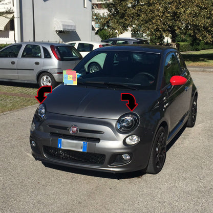 0342⭐FARI ANTERIORI PER FIAT 500 07-15 LENTICOLARI NERI TUNING⭐