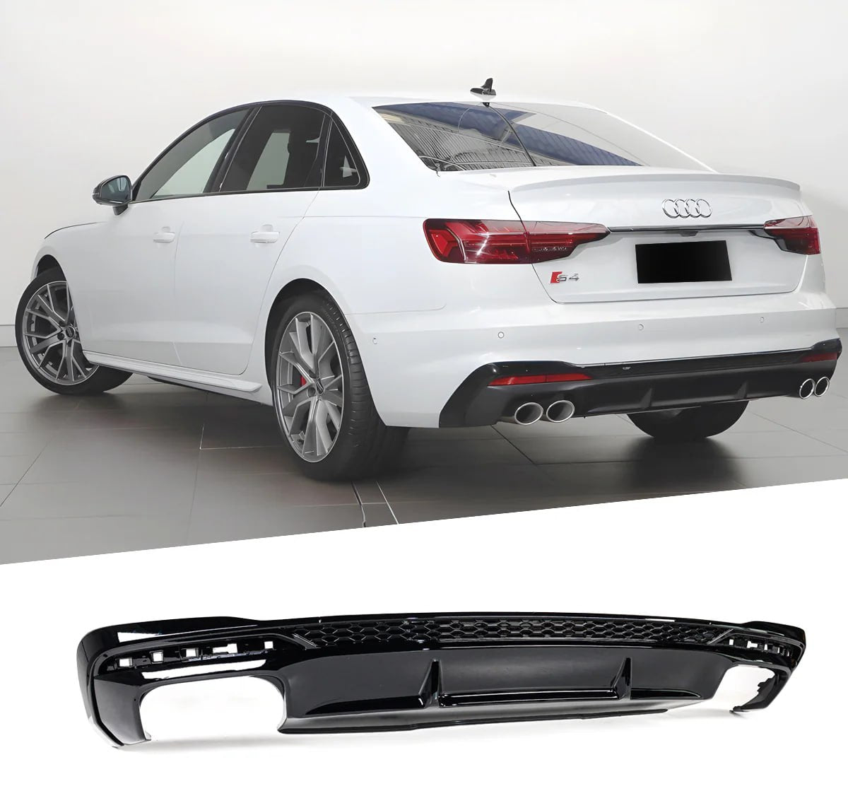 ⭐2122 DIFFUSORE ADATTO PER AUDI A4 B9 19+ SLINE CARBONIO LOOK TUNING+TERMINALI⭐