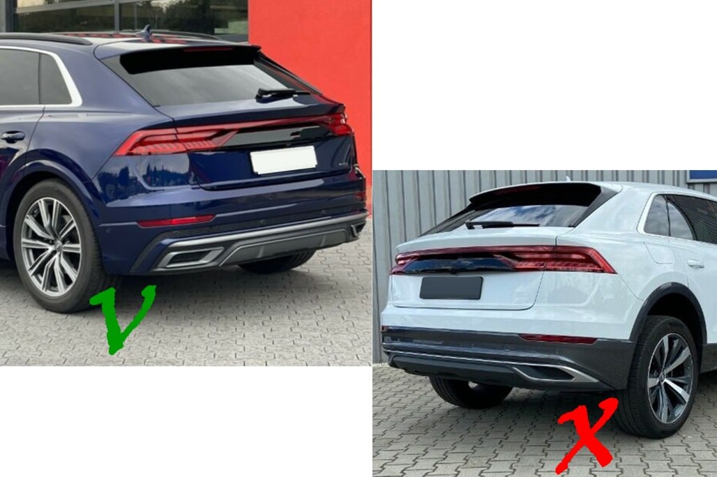 2123⭐DIFFUSORE AUDI Q8 18+ S-LINE LOOK SQ8 GRIGIO SATINATO+TERMINALI CROMATI⭐
