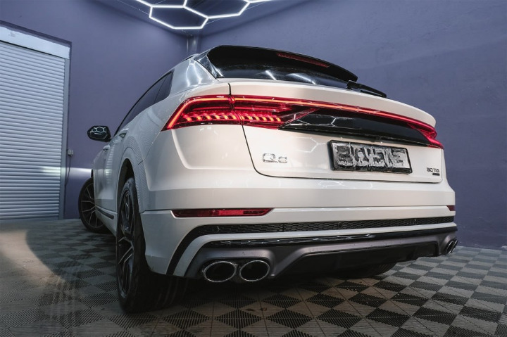 2123⭐DIFFUSORE AUDI Q8 18+ S-LINE LOOK SQ8 GRIGIO SATINATO+TERMINALI CROMATI⭐