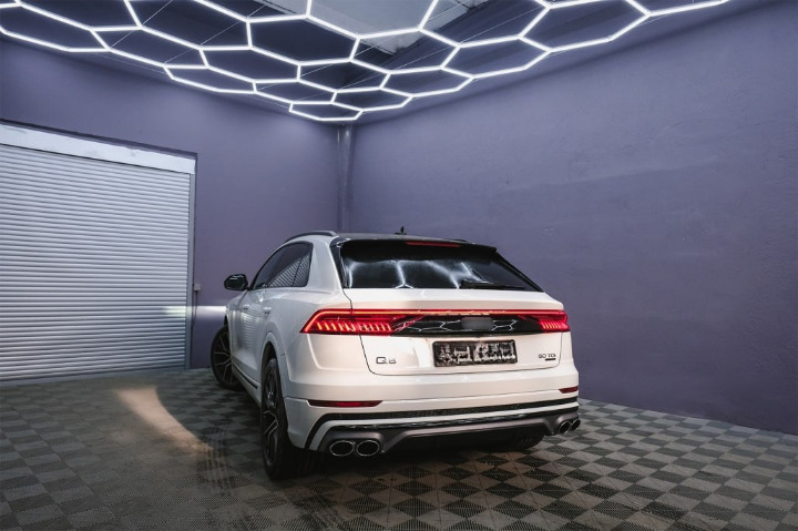 2123⭐DIFFUSORE AUDI Q8 18+ S-LINE LOOK SQ8 GRIGIO SATINATO+TERMINALI CROMATI⭐