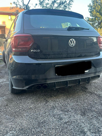 0967⭐DIFFUSORE POSTERIORE ADATTO PER VW POLO AW1 2018+ LOOK GTI ABS NERO OPACO⭐