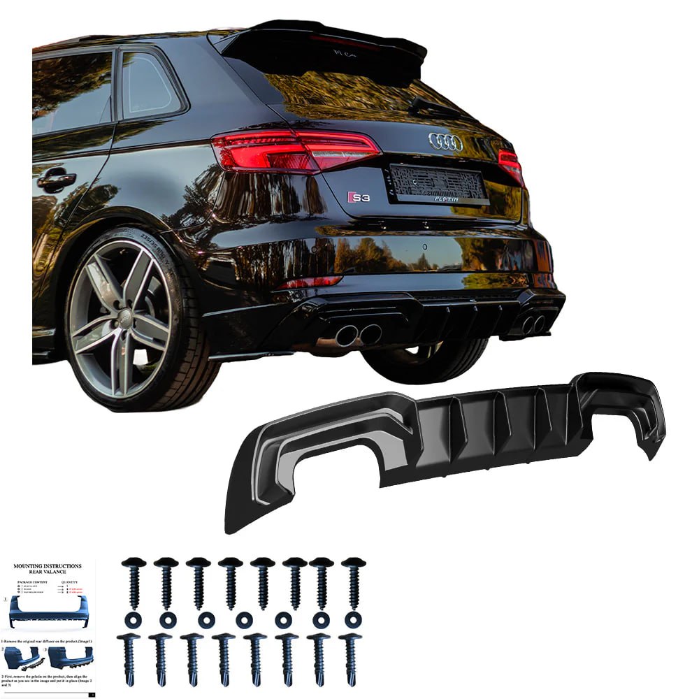 🔥2129 DIFFUSORE ADATTO PER AUDI A3 8V 2016-2020 S3 SLINE LIFT NERO LUCIDO 2+2🔥