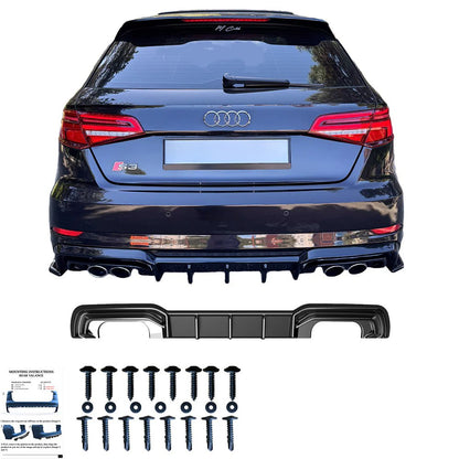 🔥2129 DIFFUSORE ADATTO PER AUDI A3 8V 2016-2020 S3 SLINE LIFT NERO LUCIDO 2+2🔥