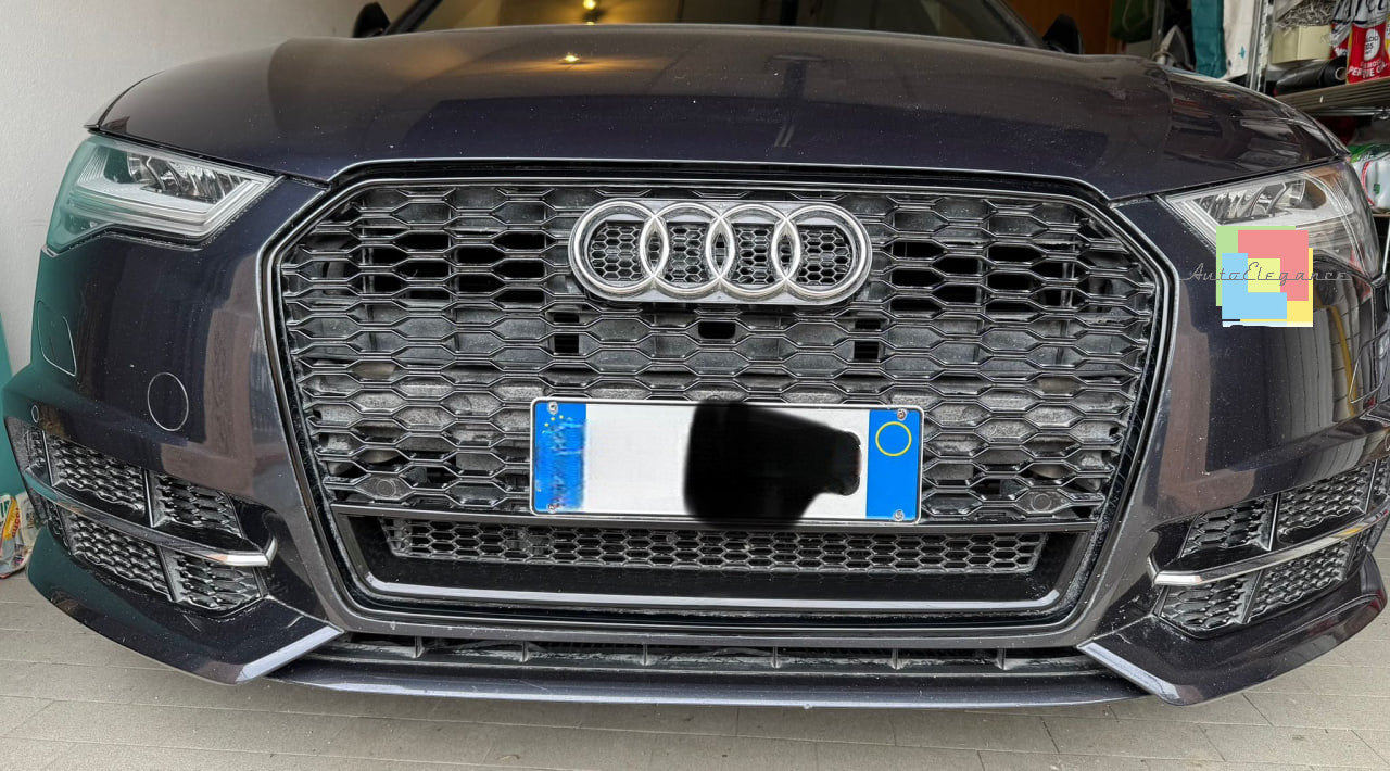 1740⭐GRIGLIA ADATTA PER AUDI A6 4G C7 2015-2018 LOOK RS6 QUATTRO NERA ECONOMICA⭐