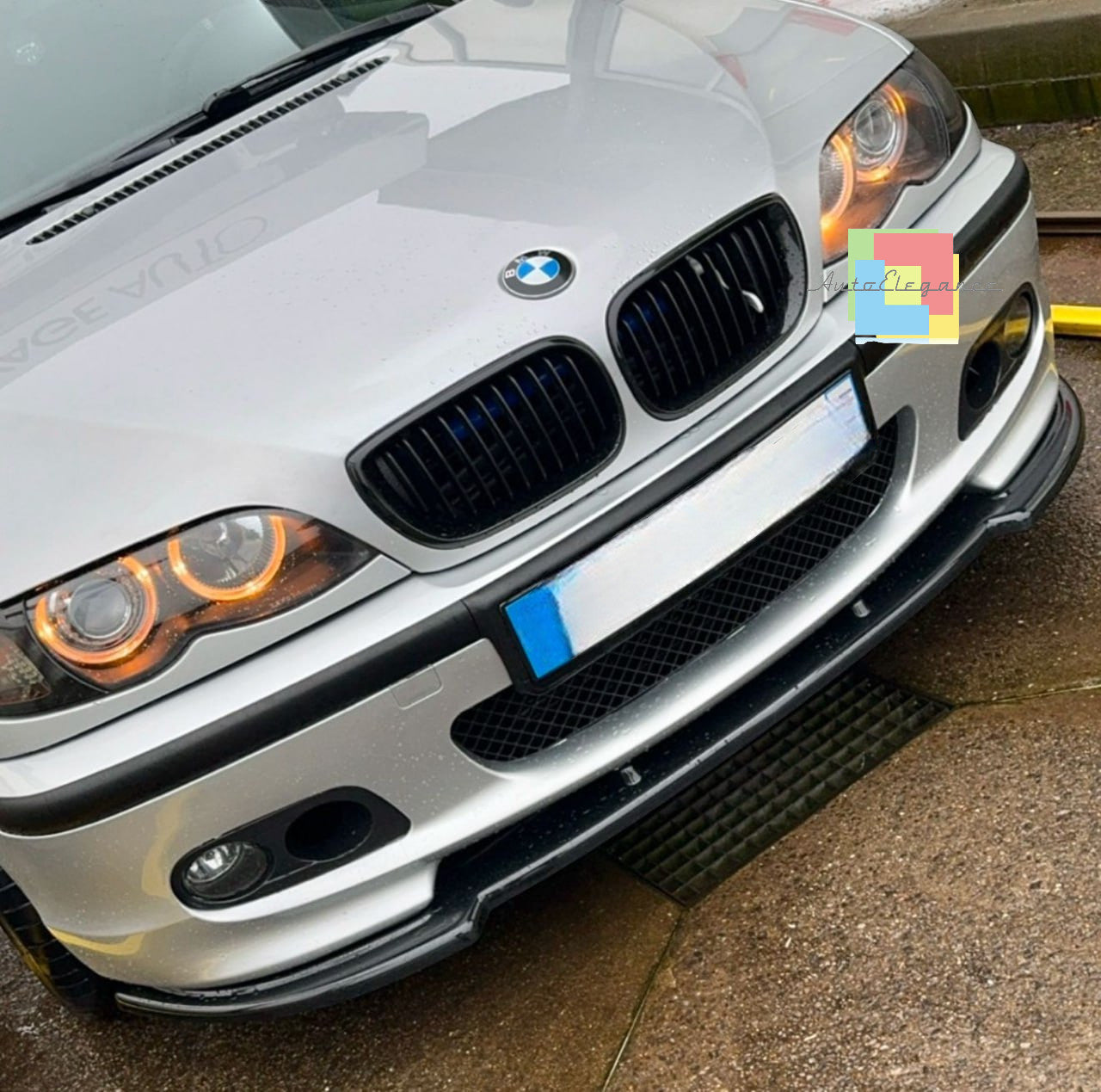 0640⭐LAMA BMW SERIE 3 E46 M3 SOTTO PARAURTI ANTERIORE ABS NERO LUCIDO SPLITTER🔥