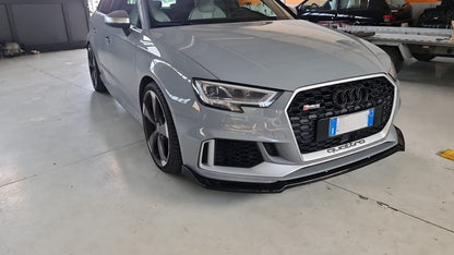 SPLITTER SOTTO PARAURTI ADATTO PER AUDI A3 8V 2017+ RS3 ABS LOOK NERO LUCIDO