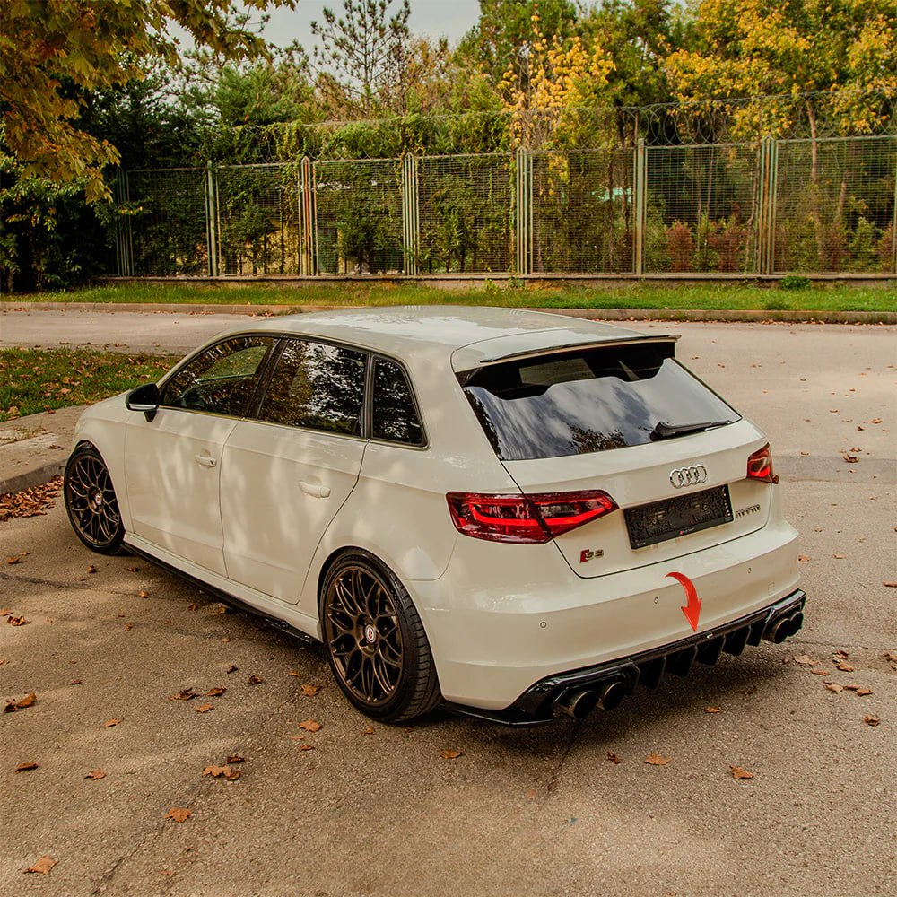 ⭐2150 DIFFUSORE ADATTO PER AUDI A3 8V 2012-2016 SLINE S3 NERO LUCIDO 2+2⭐