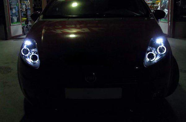 ART.2159 FARI ANTERIORI FIAT GRANDE PUNTO 2005-2008 NERI ANGEL EYES