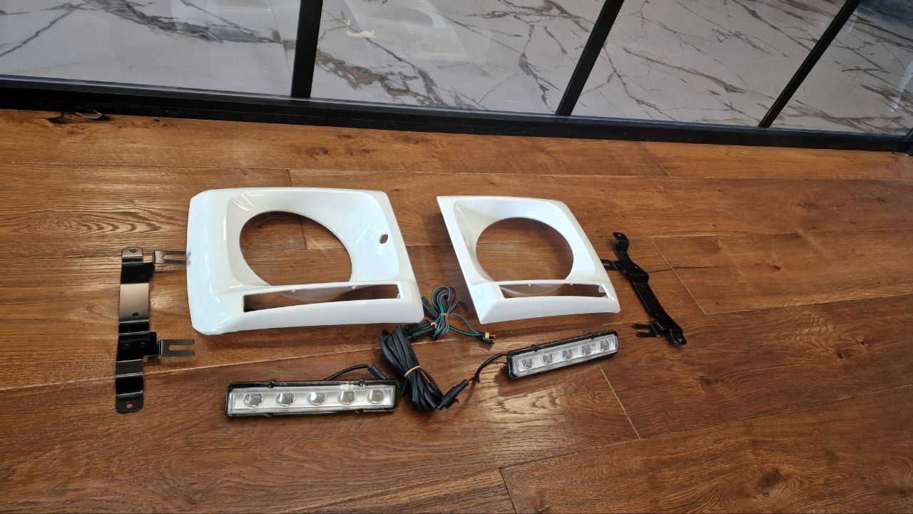 ART. 0693🔥 COPRI FARI CLASSE G W463 1989-2012 CON LUCI DIURNE LED DRL🔥