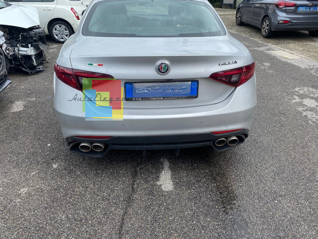 ⭐0345 DIFFUSORE ADATTO PER  GIULIA 16-21 STANDARD LOOK QUADRIFOGLIO NERO LUCIDO⭐