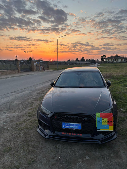⭐🔥0009 SPLITTER  ADATTO PER AUDI A3 8V 2017+ RS3 ABS LOOK NERO LUCIDO🔥⭐