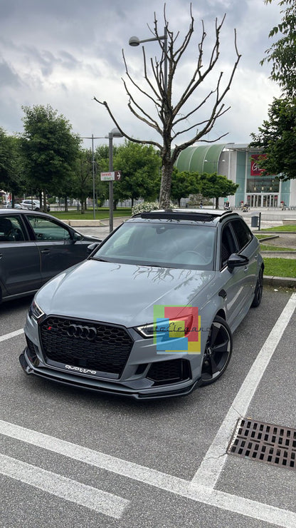 🔥0009 SPLITTER ADATTO PER AUDI A3 8V 2017-2020 RS3 NERO LUCIDO V.3 🔥