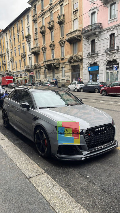🔥0009 SPLITTER ADATTO PER AUDI A3 8V 2017-2020 RS3 NERO LUCIDO V.3 🔥