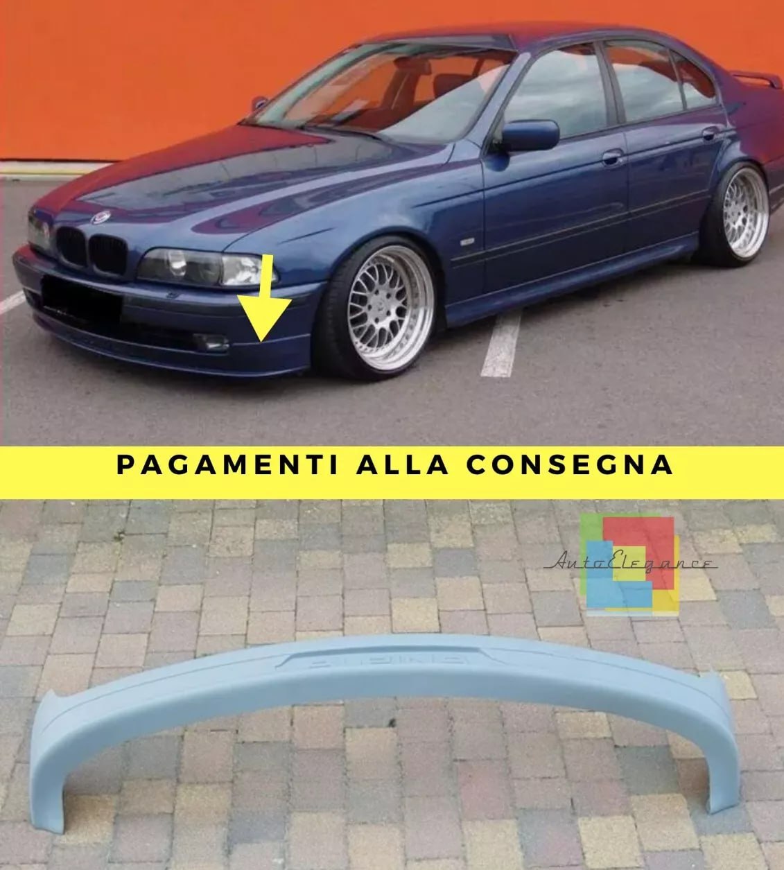 2186⭐SOTTO PARAURTI ANTERIORE BMW SERIE 5 E39 PRELIFT LOOK ALPINA GREZZO-LUXURY⭐