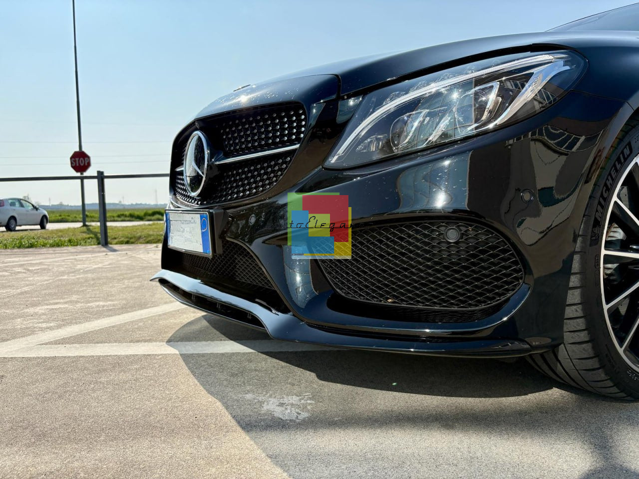 2193🔥SPLITTER ADATTO PER MERCEDES W205 12-18 C43 NERO LUCIDO🔥