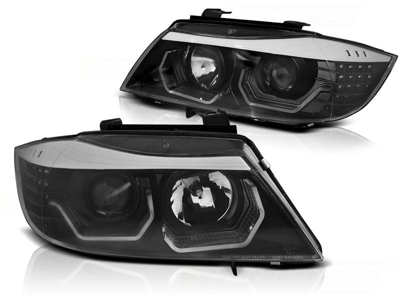 🔥FARI ANGEL EYES LED 3D NERI ADATTI PER BMW SERIE 3 E90/E91 05-08🔥