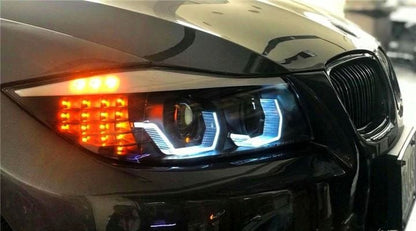 🔥FARI ANGEL EYES LED 3D NERI ADATTI PER BMW SERIE 3 E90/E91 05-08🔥