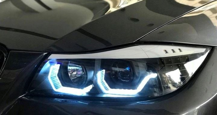 🔥FARI ANGEL EYES LED 3D NERI ADATTI PER BMW SERIE 3 E90/E91 05-08🔥